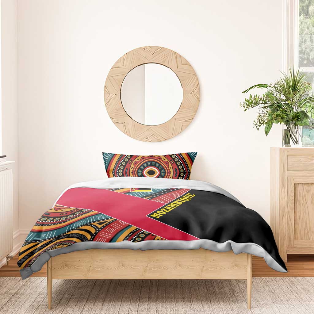 Mozambique Bedding Set Red Black Geometric Design and Tribal Pattern TS04