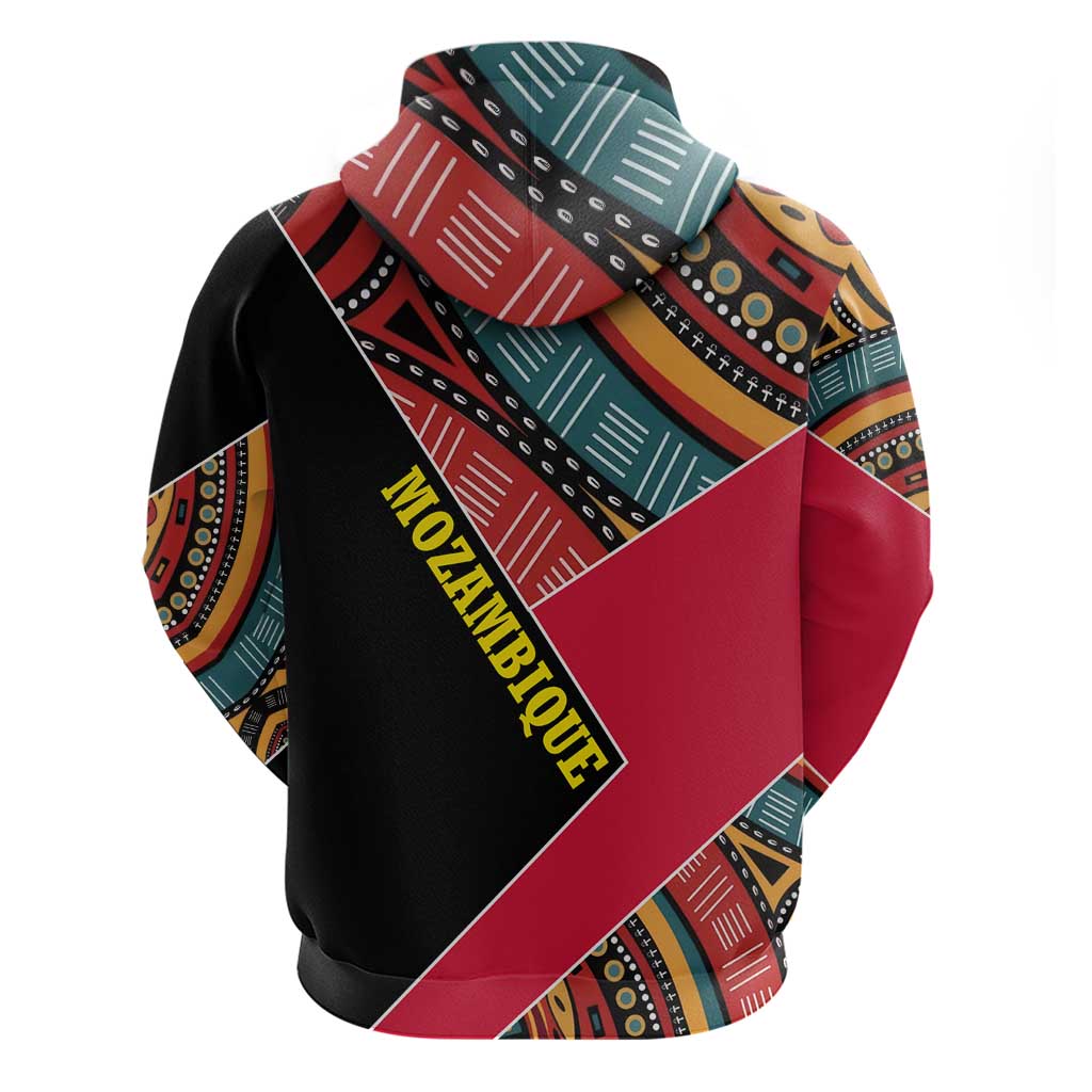 Mozambique Hoodie with Red Black Geometric Design and Tribal Pattern TS04