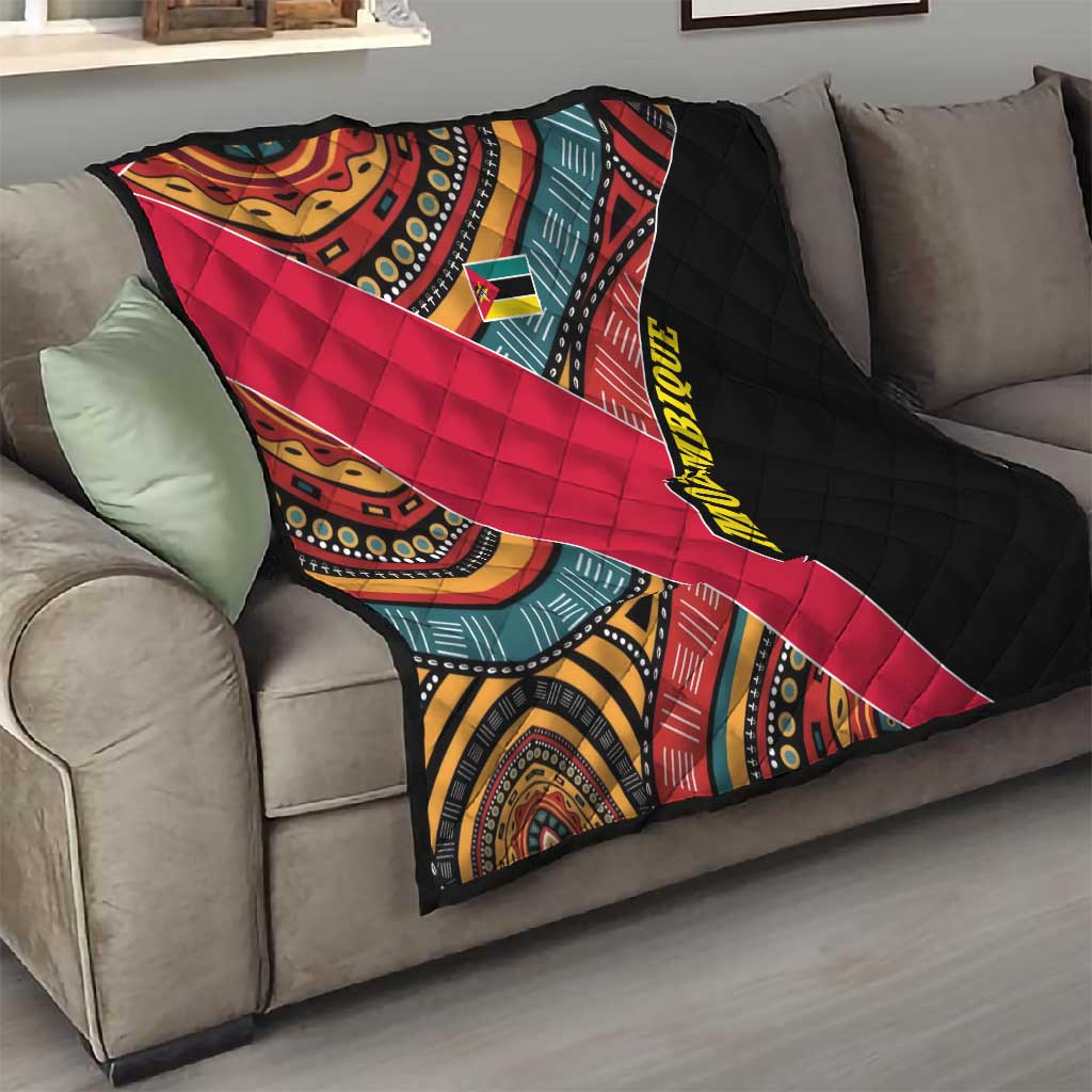 Mozambique Quilt Red Black Geometric Design and Tribal Pattern TS04