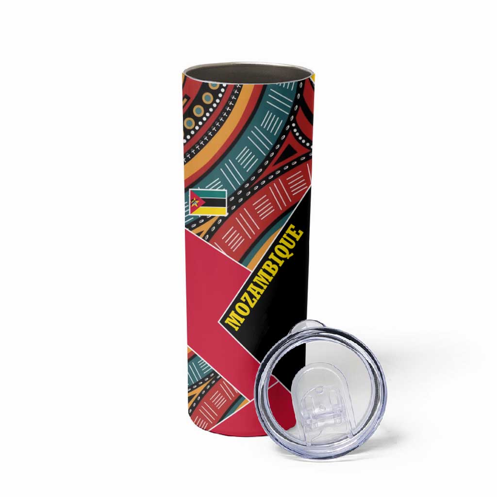 Mozambique Skinny Tumbler Red Black Geometric Design and Tribal Pattern TS04