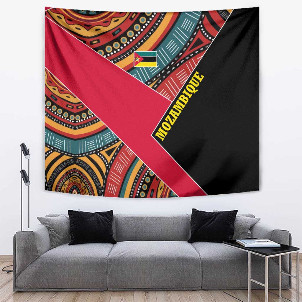 Mozambique Tapestry Red Black Geometric Design and Tribal Pattern TS04