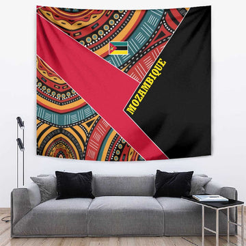 Mozambique Tapestry Red Black Geometric Design and Tribal Pattern TS04