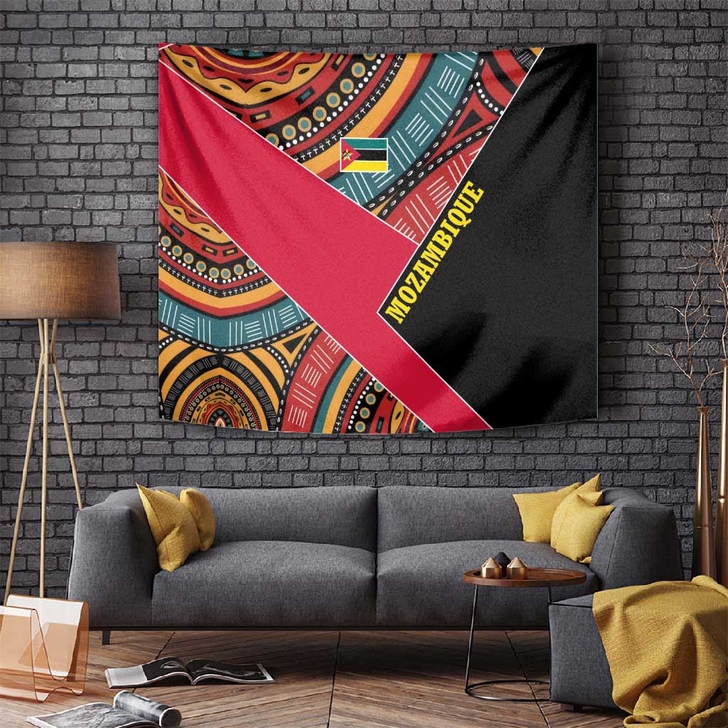 Mozambique Tapestry Red Black Geometric Design and Tribal Pattern TS04