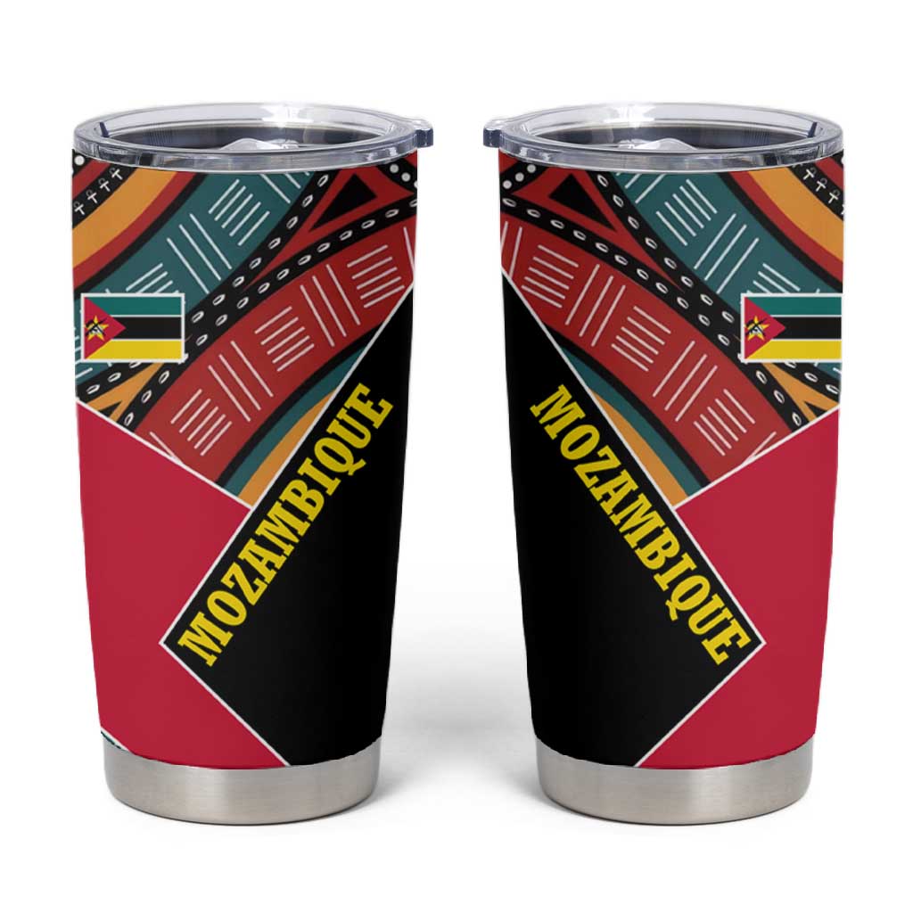 Mozambique Tumbler Cup Red Black Geometric Design and Tribal Pattern TS04