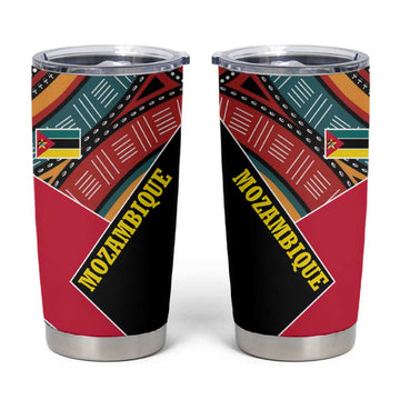 Mozambique Tumbler Cup Red Black Geometric Design and Tribal Pattern TS04