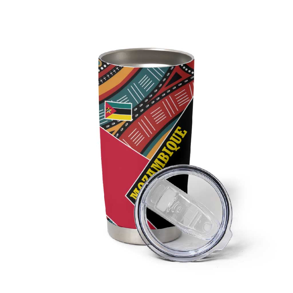 Mozambique Tumbler Cup Red Black Geometric Design and Tribal Pattern TS04