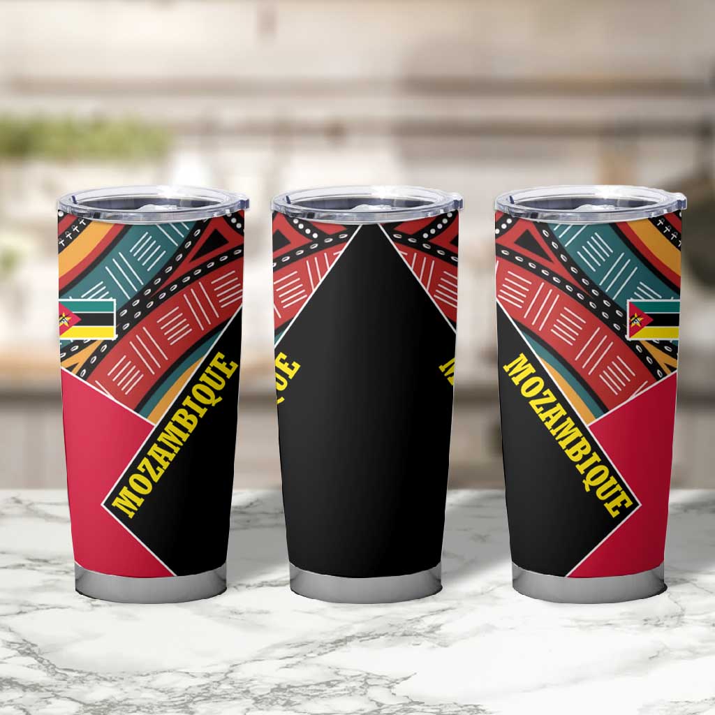 Mozambique Tumbler Cup Red Black Geometric Design and Tribal Pattern TS04