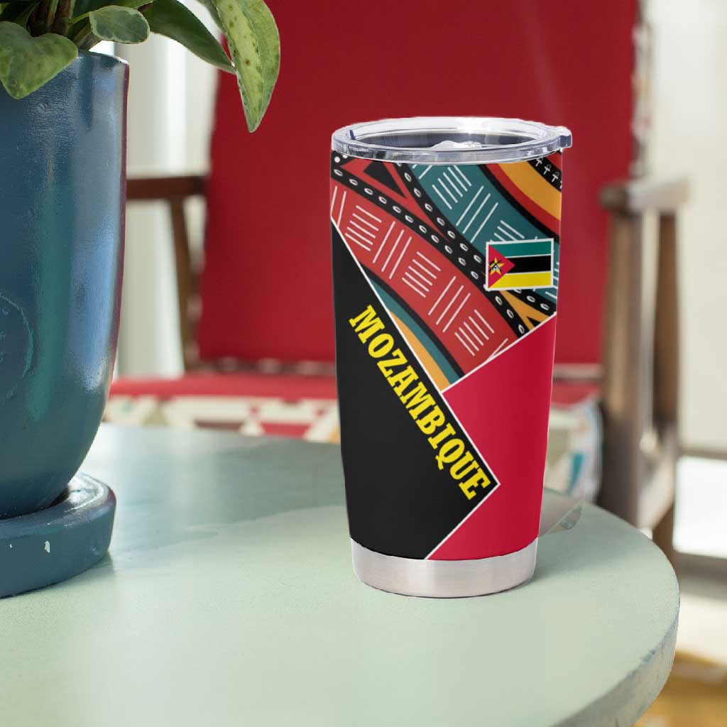 Mozambique Tumbler Cup Red Black Geometric Design and Tribal Pattern TS04