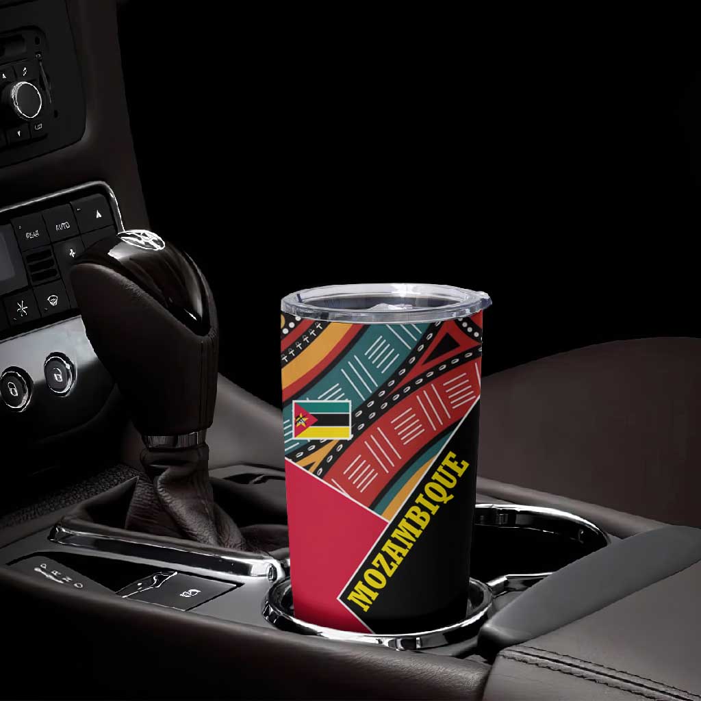 Mozambique Tumbler Cup Red Black Geometric Design and Tribal Pattern TS04