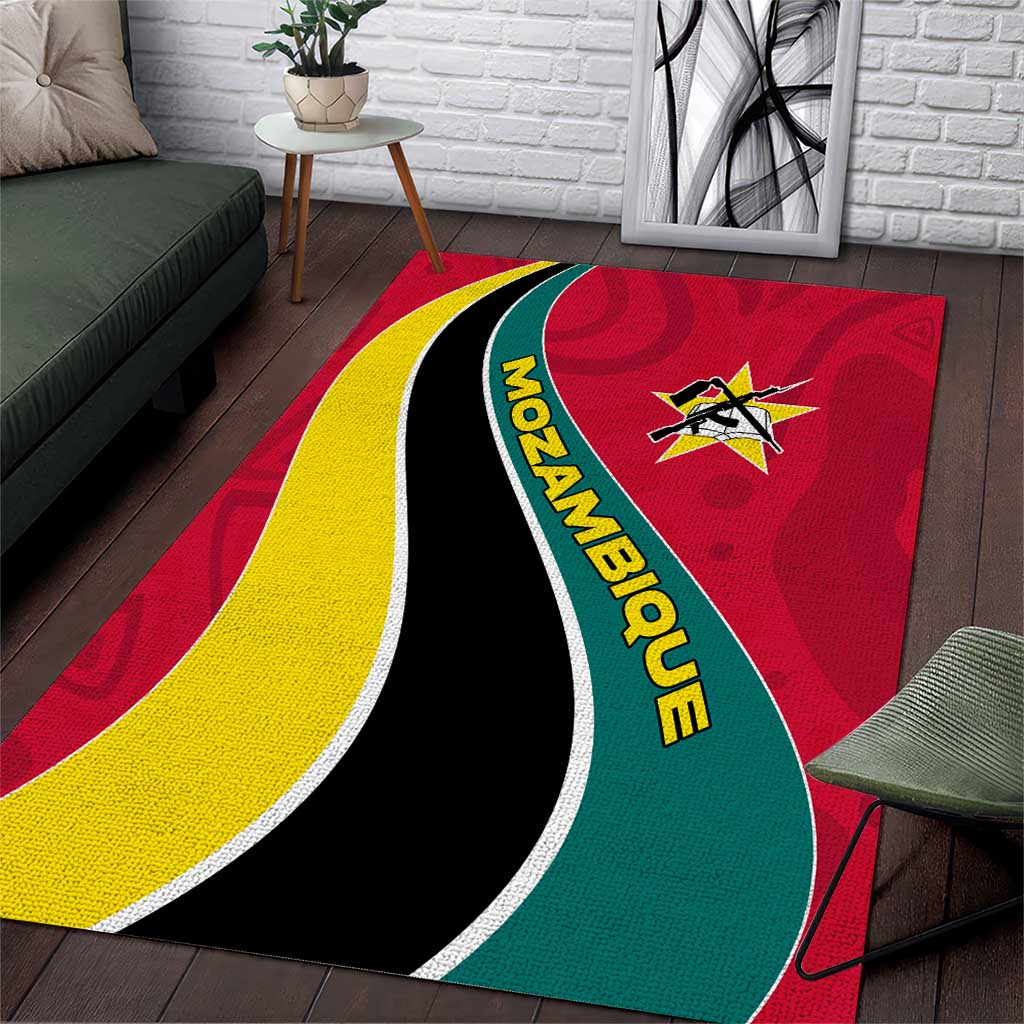 Mozambique Area Rug Red Yellow Green Wave Design TS04