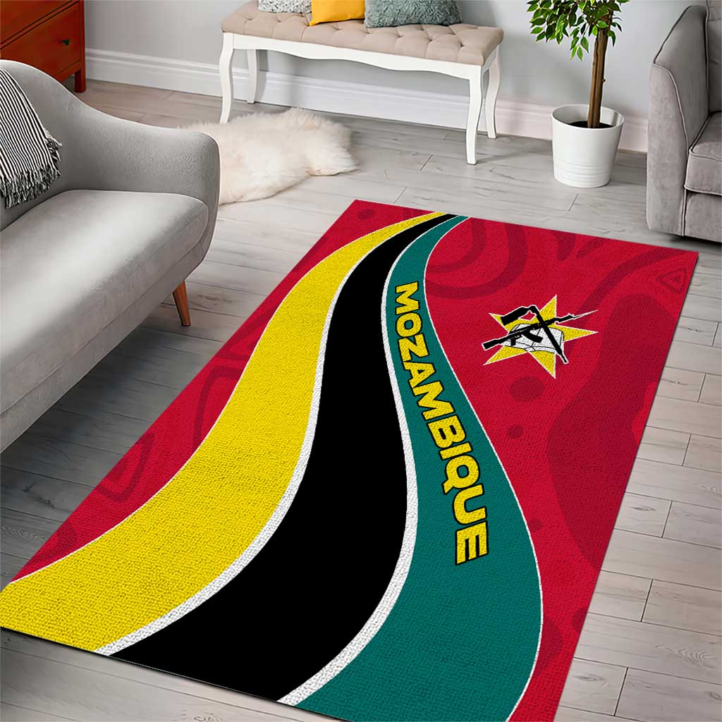 Mozambique Area Rug Red Yellow Green Wave Design TS04