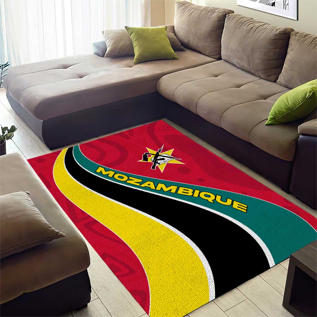 Mozambique Area Rug Red Yellow Green Wave Design TS04