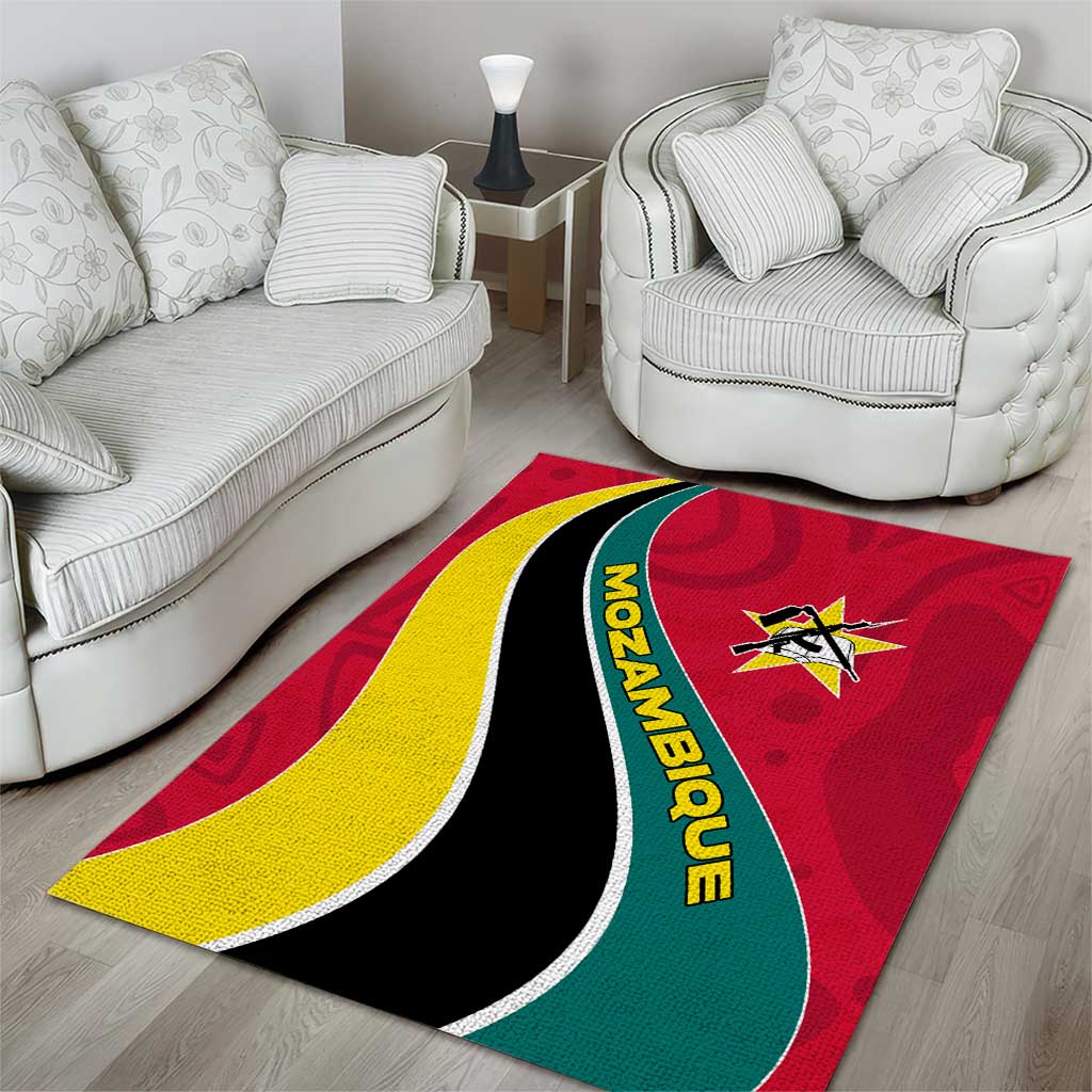 Mozambique Area Rug Red Yellow Green Wave Design TS04