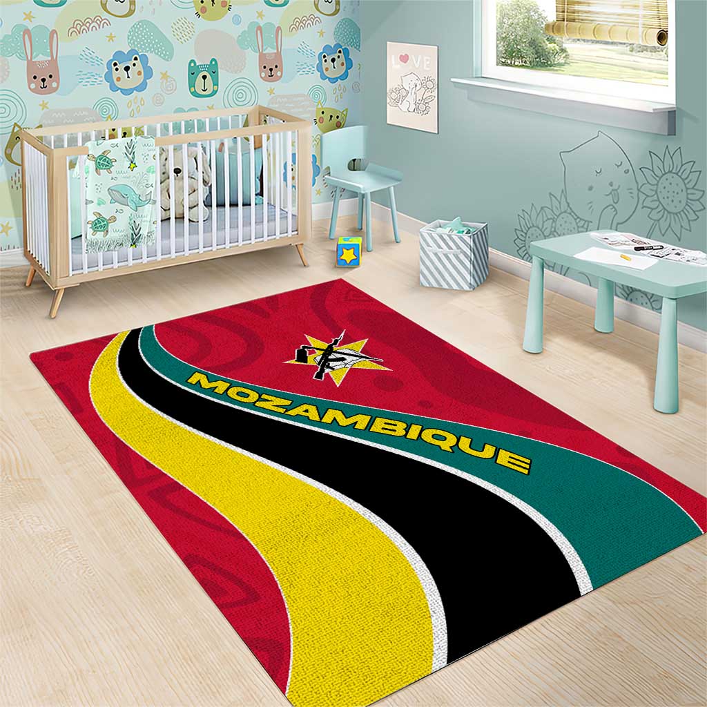 Mozambique Area Rug Red Yellow Green Wave Design TS04