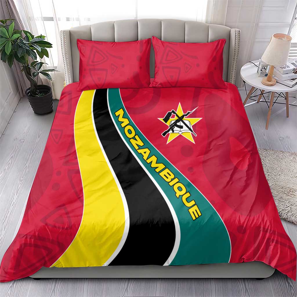 Mozambique Bedding Set Red Yellow Green Wave Design TS04