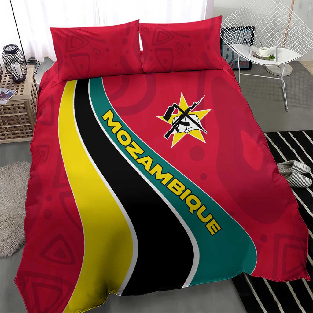 Mozambique Bedding Set Red Yellow Green Wave Design TS04