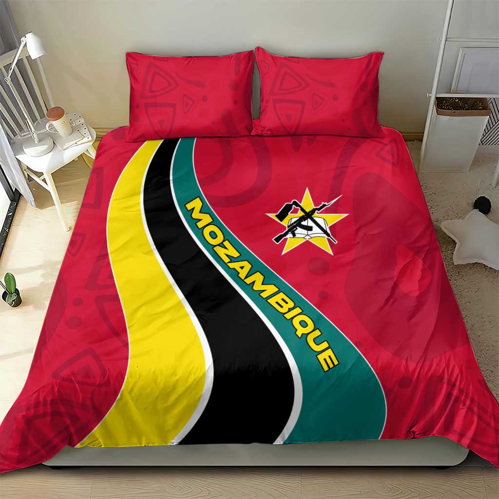 Mozambique Bedding Set Red Yellow Green Wave Design TS04