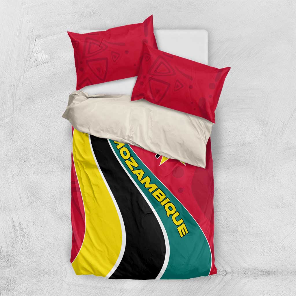 Mozambique Bedding Set Red Yellow Green Wave Design TS04