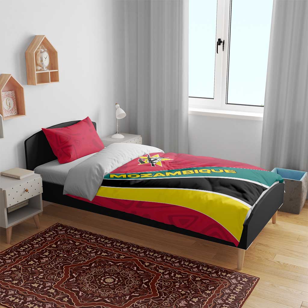 Mozambique Bedding Set Red Yellow Green Wave Design TS04