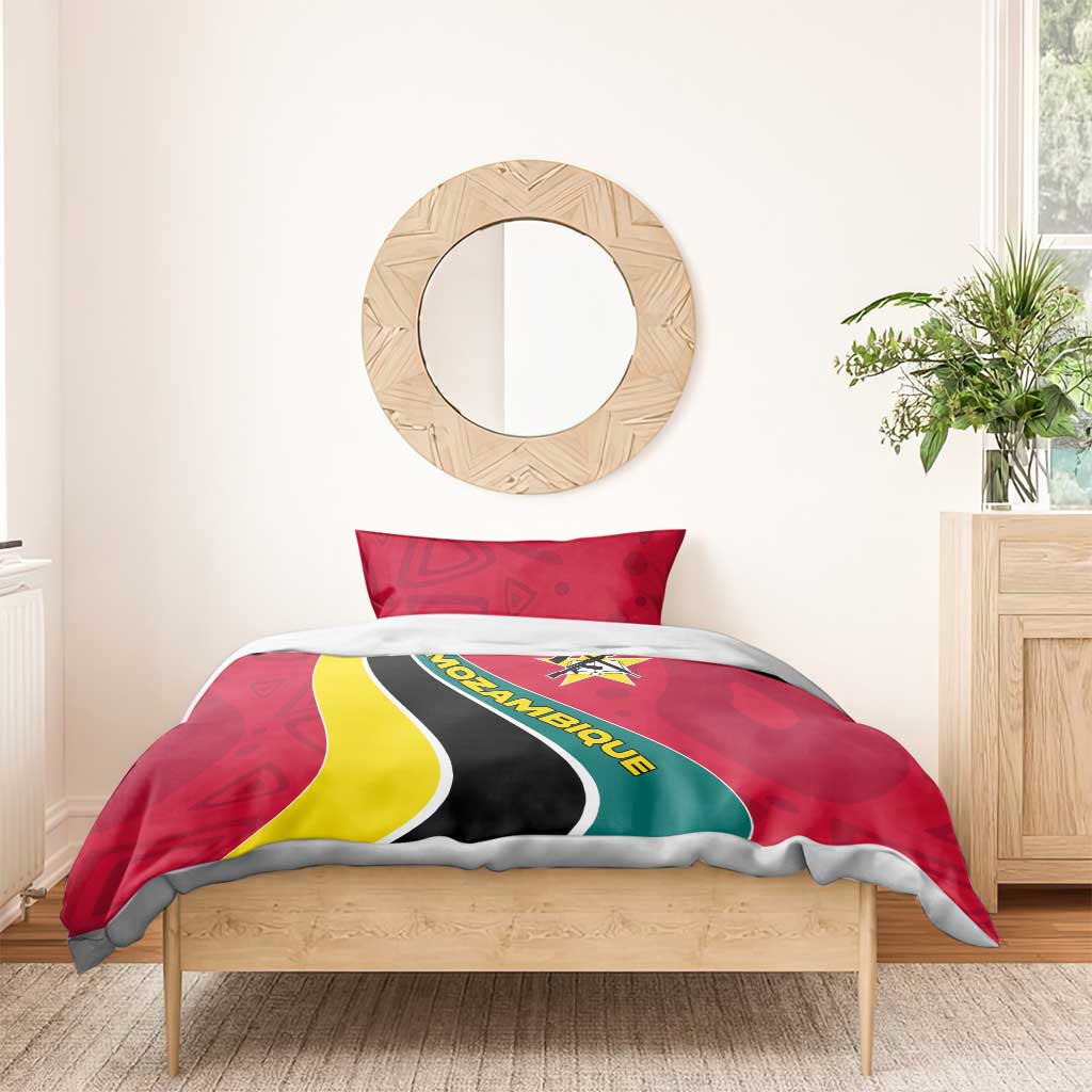 Mozambique Bedding Set Red Yellow Green Wave Design TS04