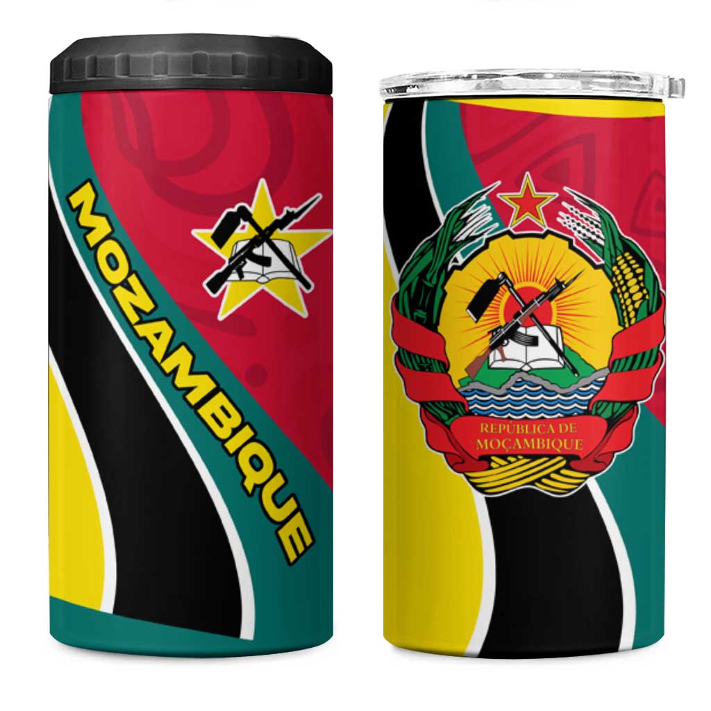 Mozambique 4 in 1 Can Cooler Tumbler Red Yellow Green Wave Design TS04