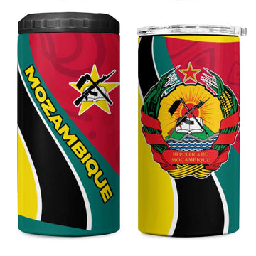 Mozambique 4 in 1 Can Cooler Tumbler Red Yellow Green Wave Design TS04