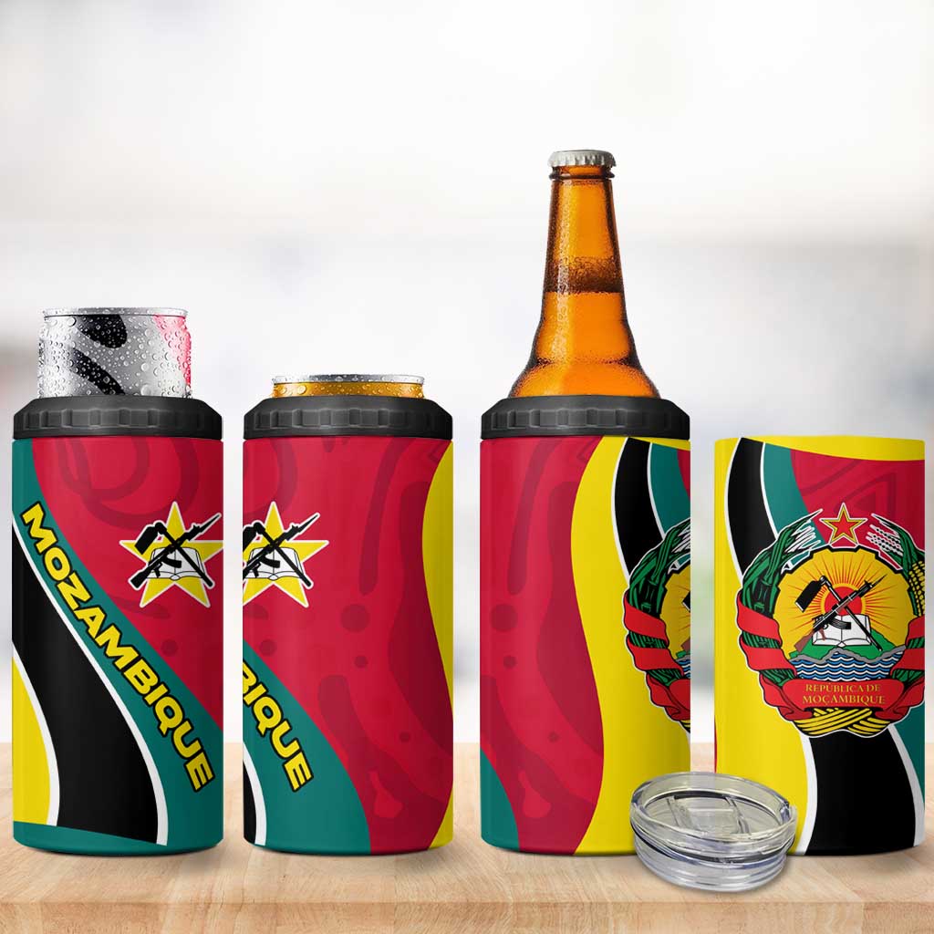 Mozambique 4 in 1 Can Cooler Tumbler Red Yellow Green Wave Design TS04