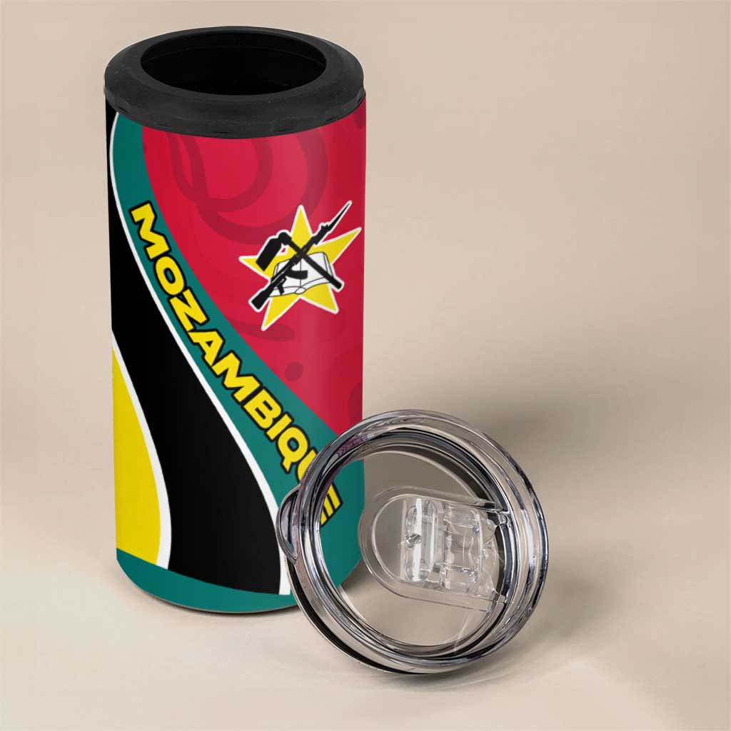 Mozambique 4 in 1 Can Cooler Tumbler Red Yellow Green Wave Design TS04