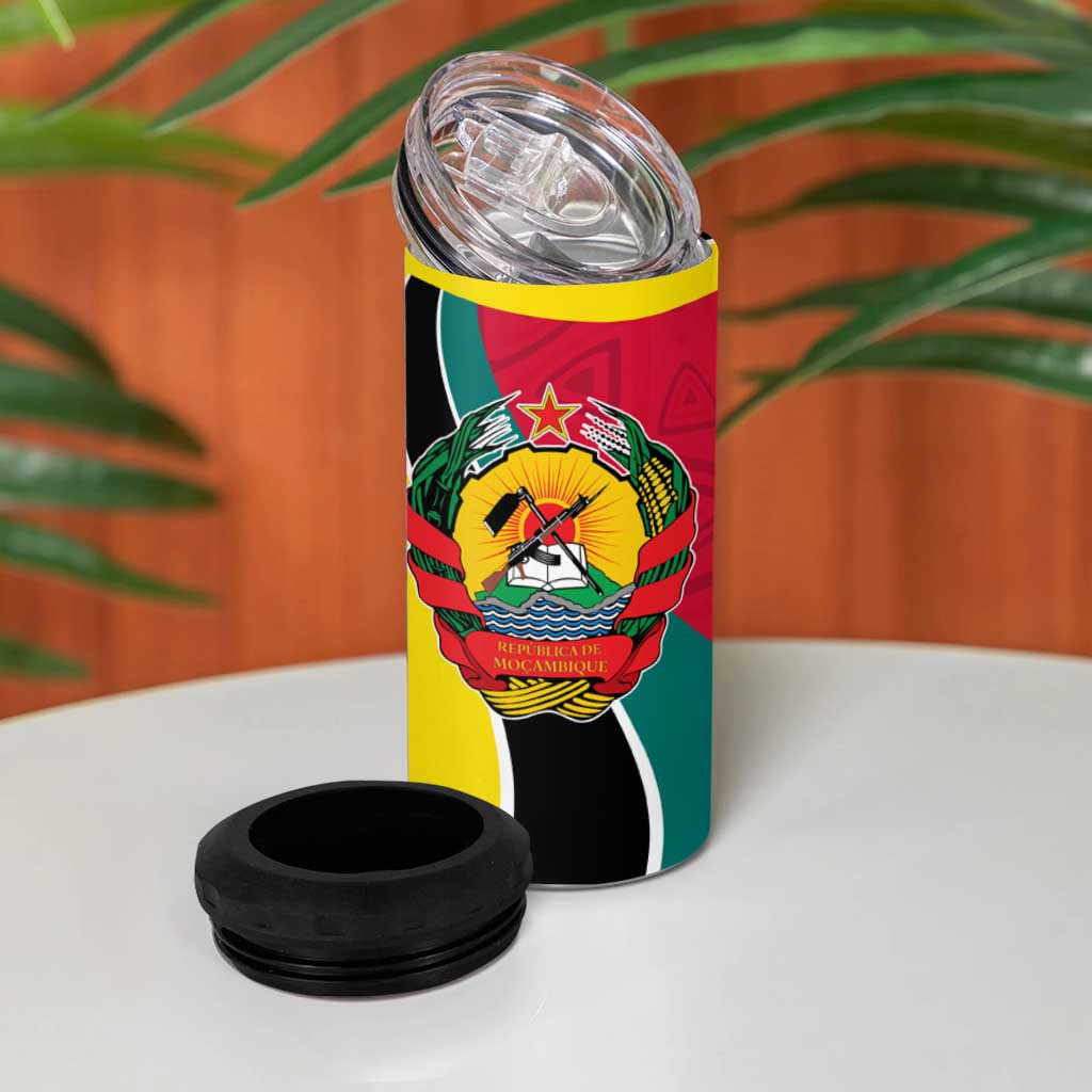 Mozambique 4 in 1 Can Cooler Tumbler Red Yellow Green Wave Design TS04