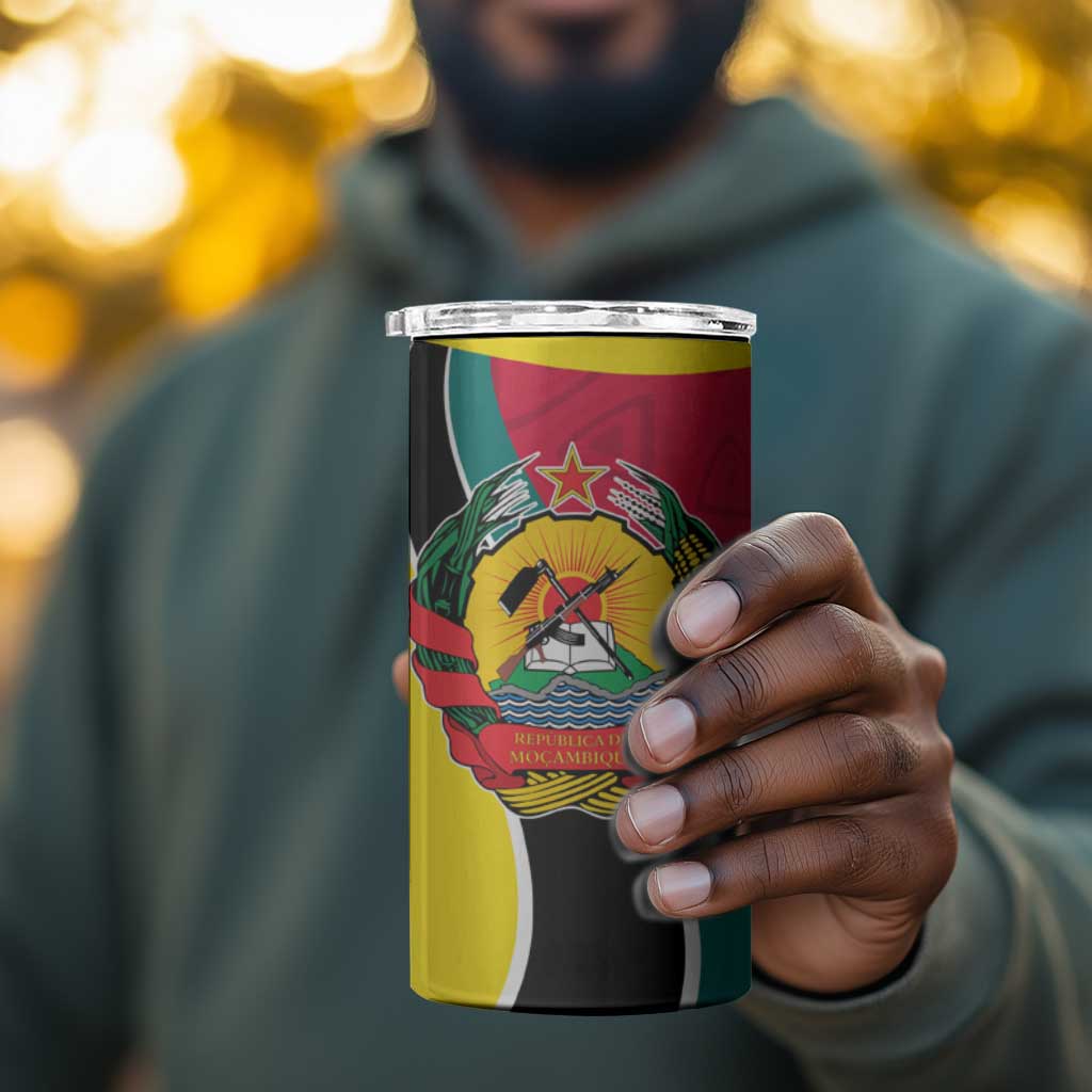 Mozambique 4 in 1 Can Cooler Tumbler Red Yellow Green Wave Design TS04
