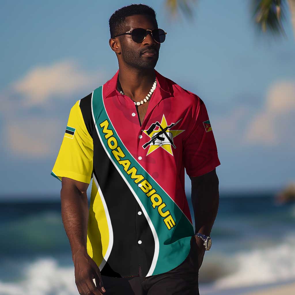 Mozambique Hawaiian Shirt Red Yellow Green Wave Design TS04