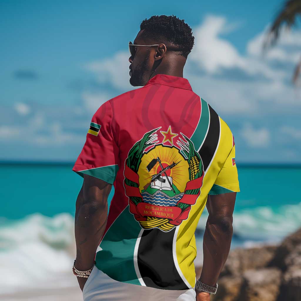 Mozambique Hawaiian Shirt Red Yellow Green Wave Design TS04