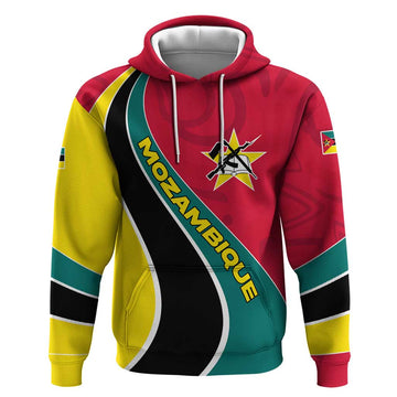 Mozambique Hoodie with Red Yellow Green Wave Design and National Emblem TS04