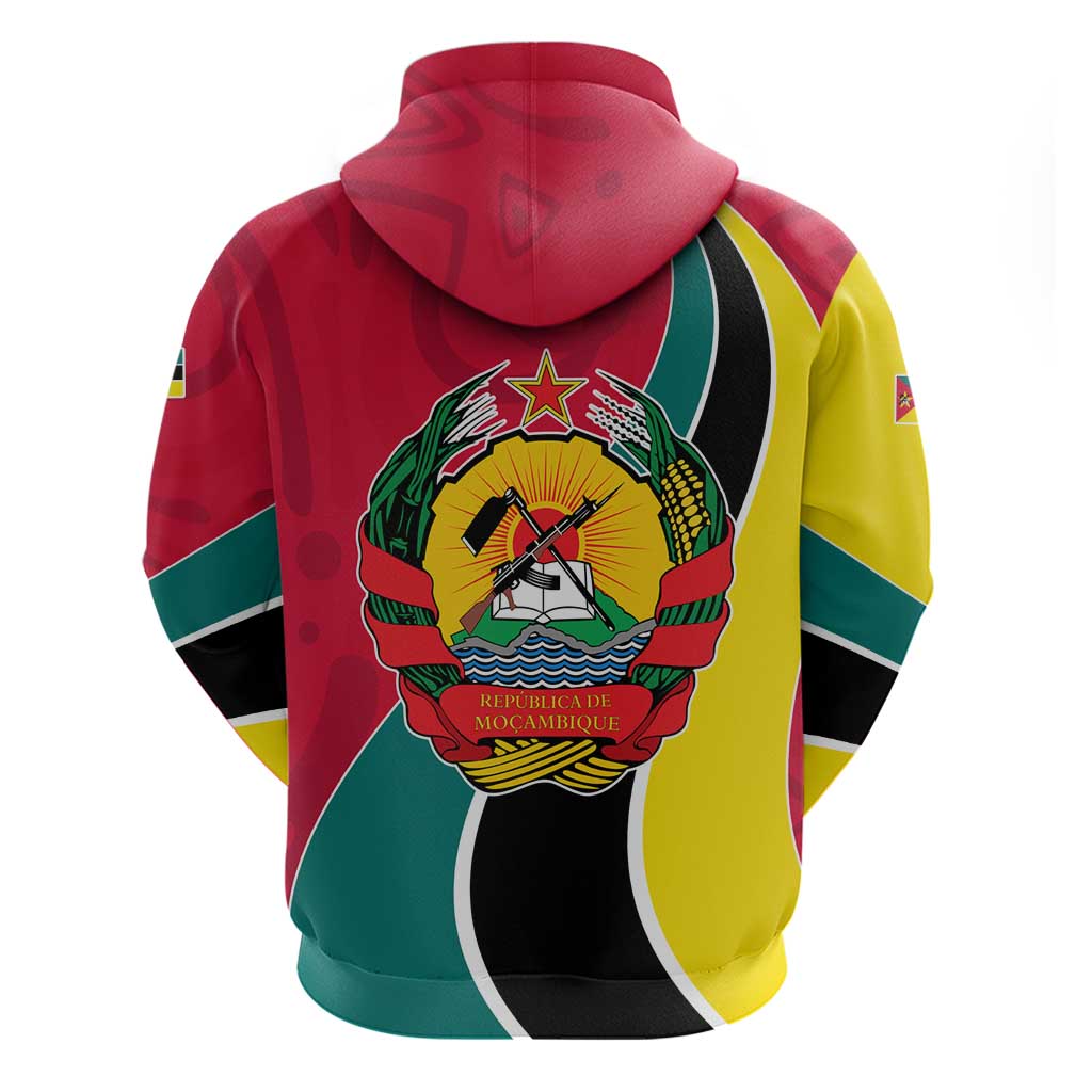Mozambique Hoodie with Red Yellow Green Wave Design and National Emblem TS04