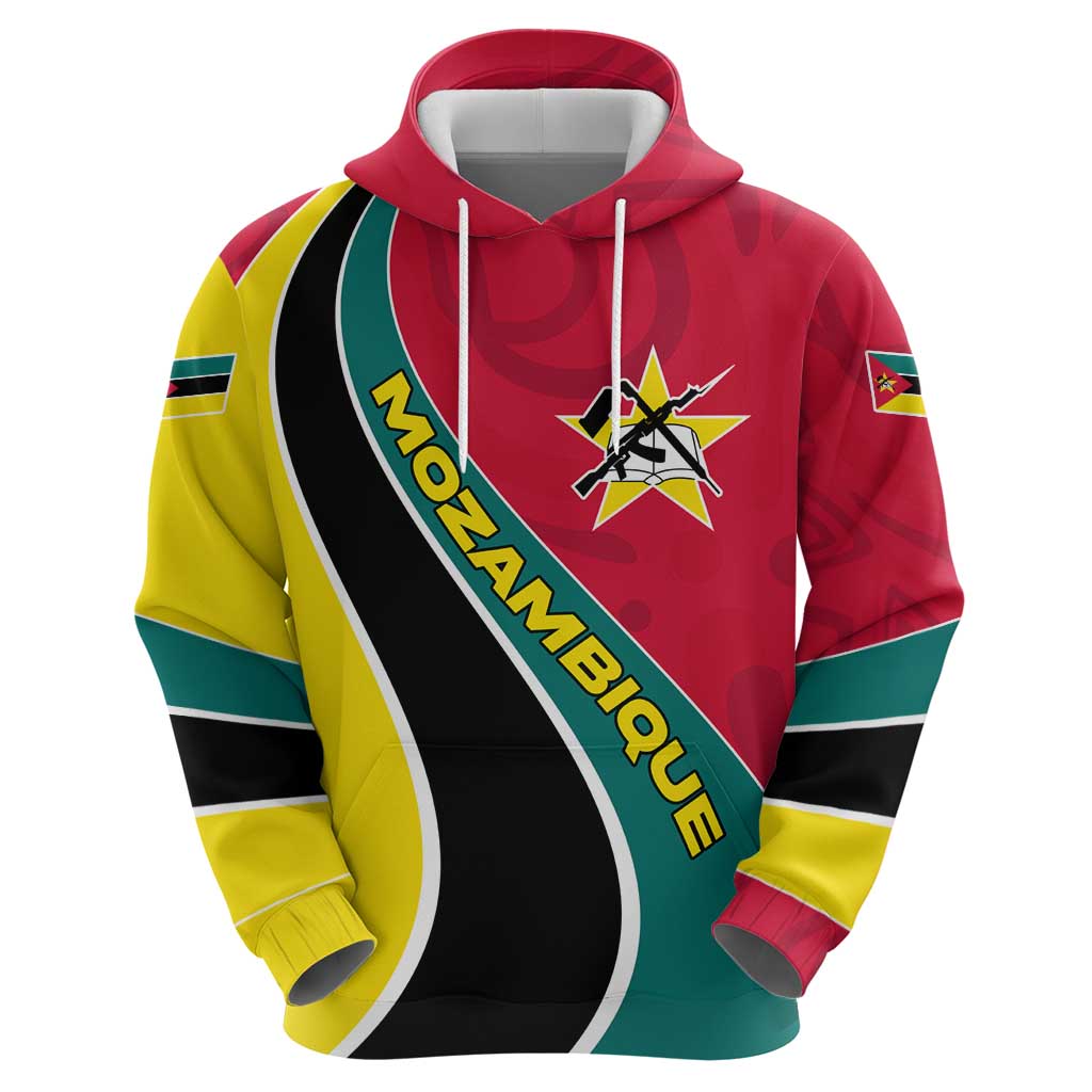 Mozambique Hoodie with Red Yellow Green Wave Design and National Emblem TS04