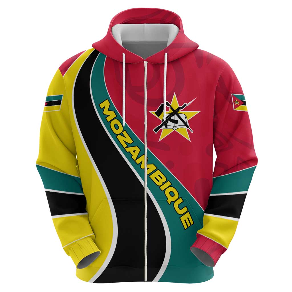 Mozambique Hoodie with Red Yellow Green Wave Design and National Emblem TS04