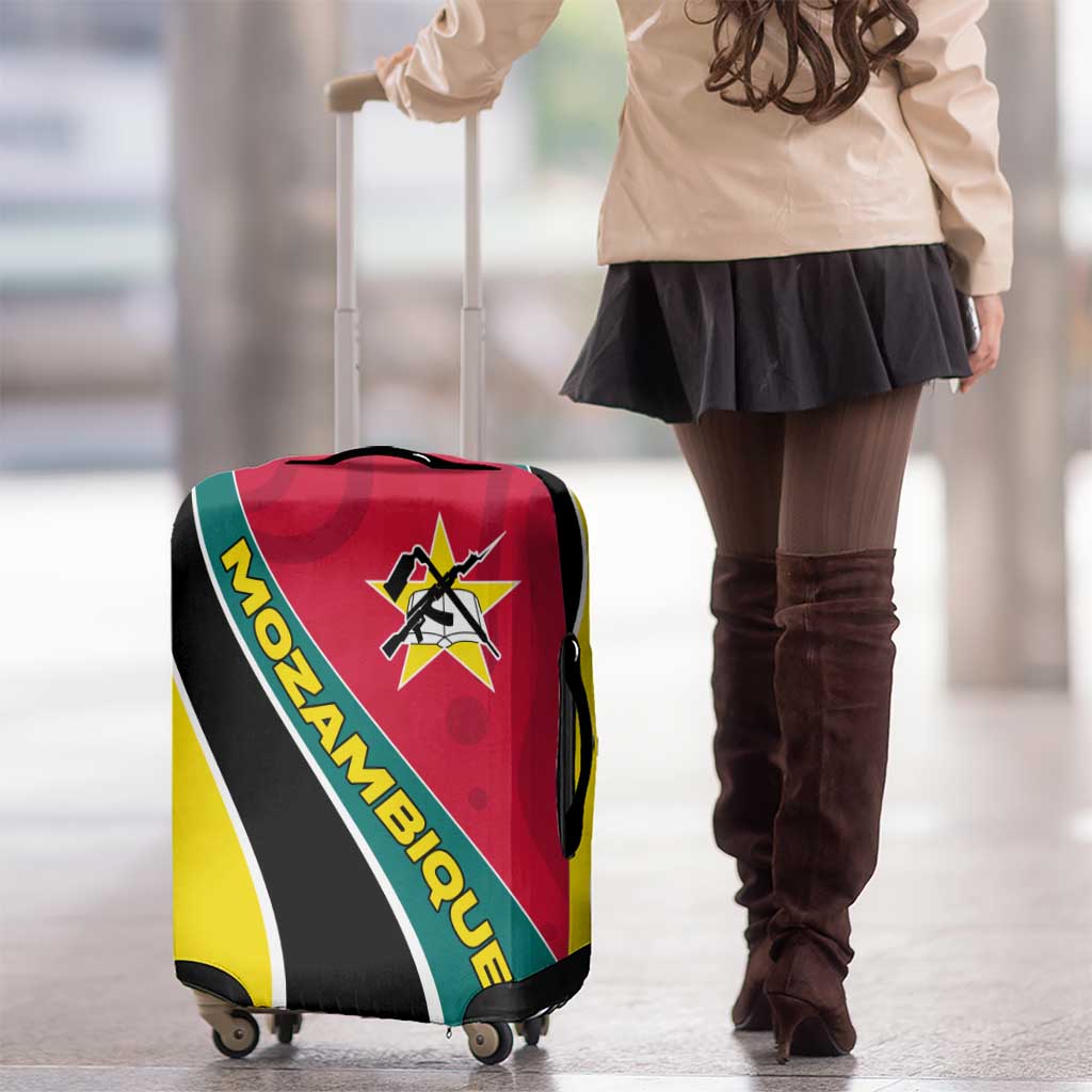 Mozambique Luggage Cover with Red Yellow Green Wave Design and National Emblem TS04