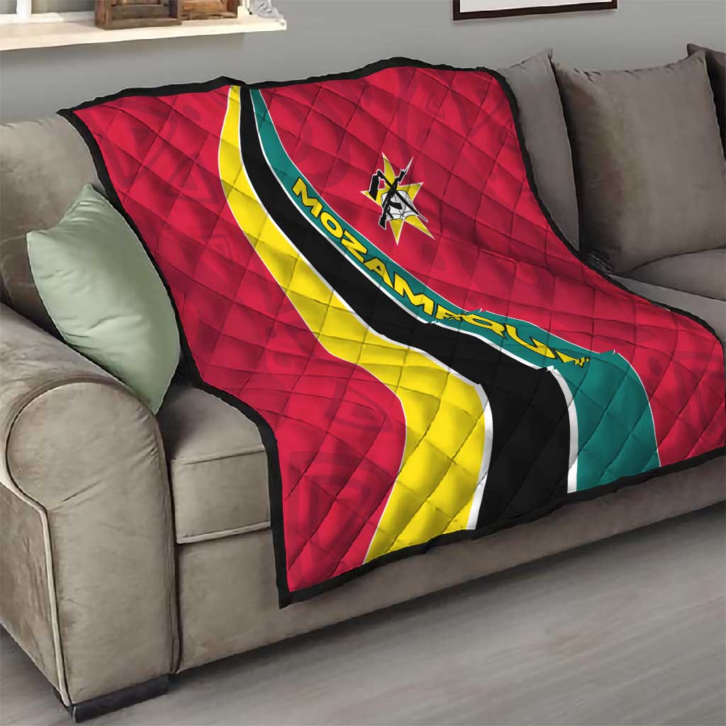 Mozambique Quilt Red Yellow Green Wave Design TS04