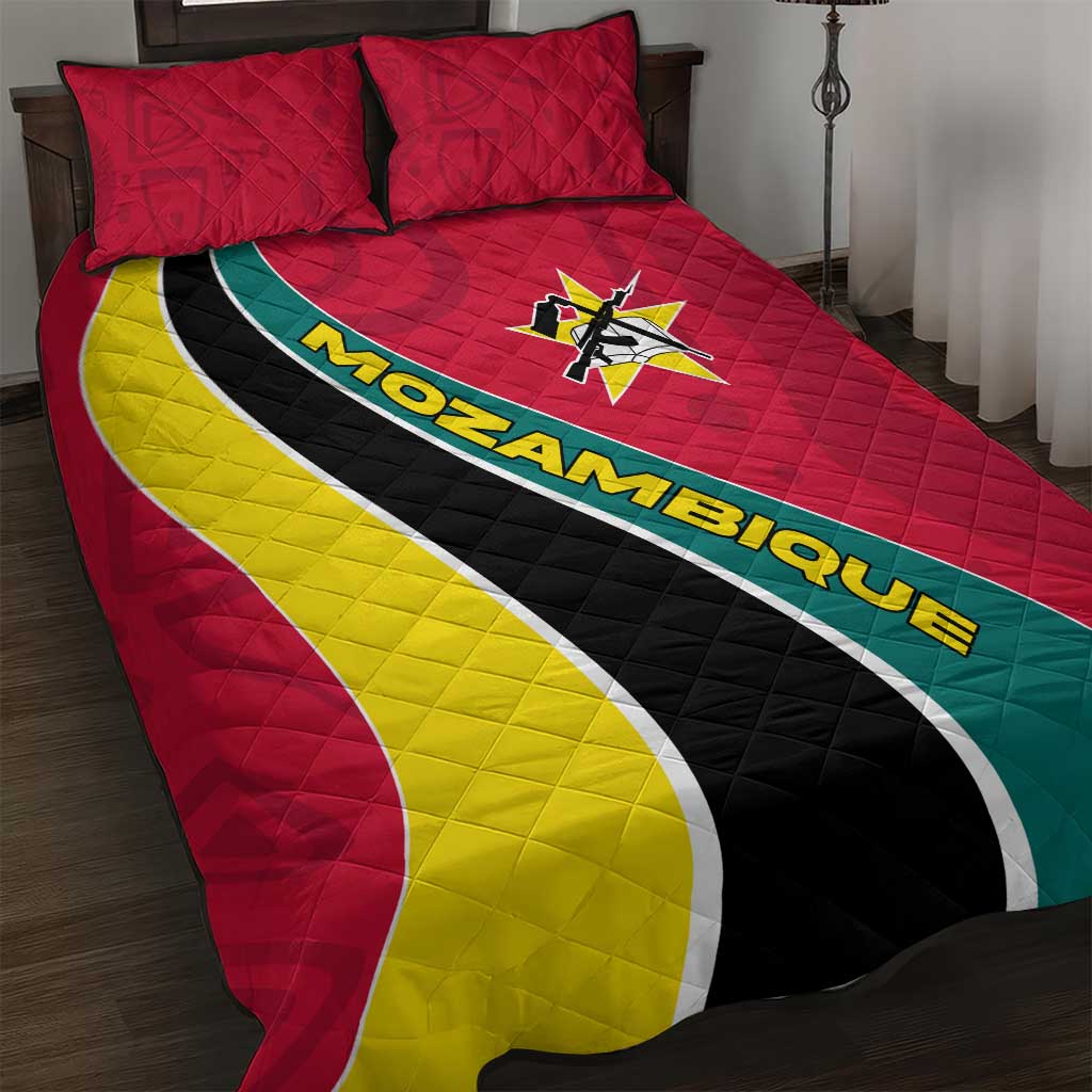 Mozambique Quilt Bed Set Red Yellow Green Wave Design TS04