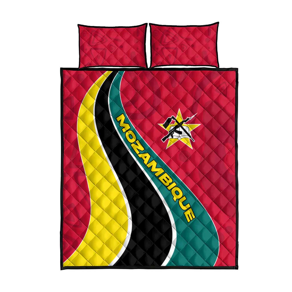 Mozambique Quilt Bed Set Red Yellow Green Wave Design TS04