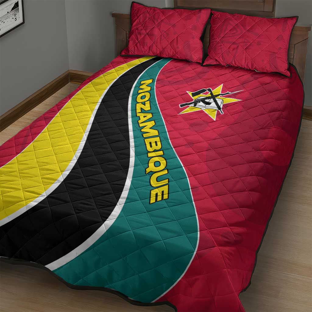 Mozambique Quilt Bed Set Red Yellow Green Wave Design TS04