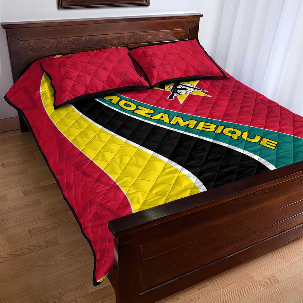 Mozambique Quilt Bed Set Red Yellow Green Wave Design TS04