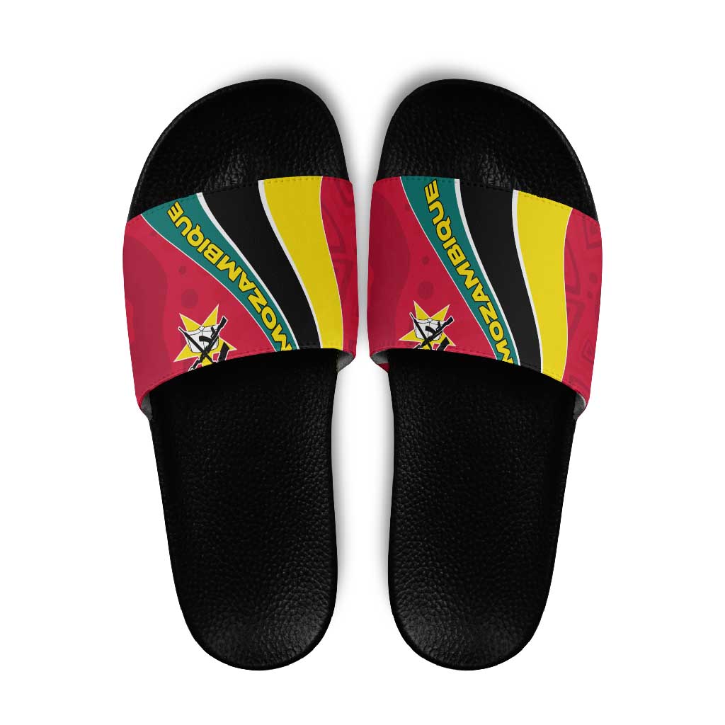 Mozambique Slide Sandals with Red Yellow Green Wave Design and National Emblem TS04