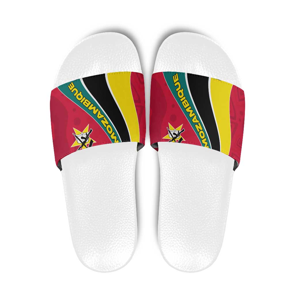 Mozambique Slide Sandals with Red Yellow Green Wave Design and National Emblem TS04
