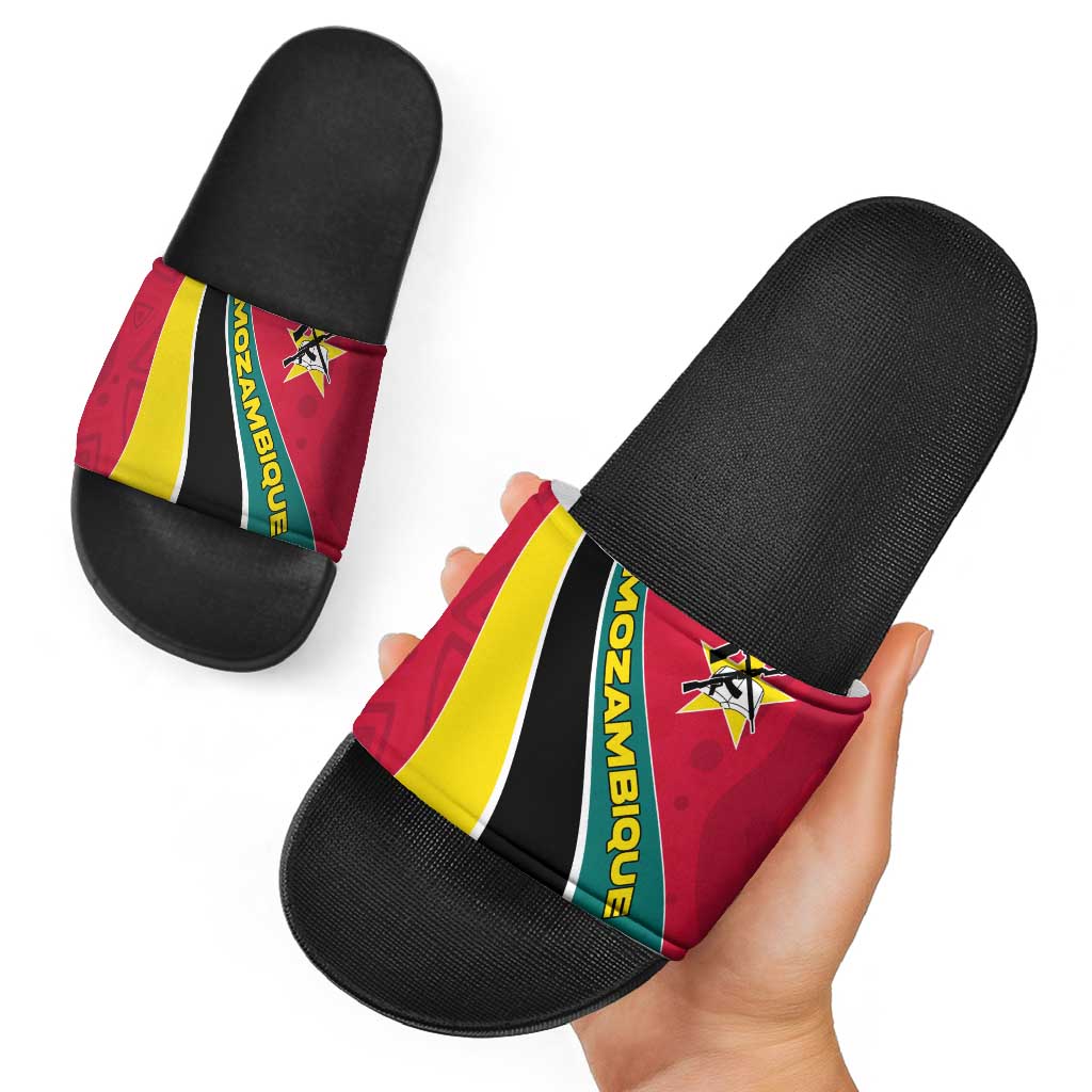 Mozambique Slide Sandals with Red Yellow Green Wave Design and National Emblem TS04