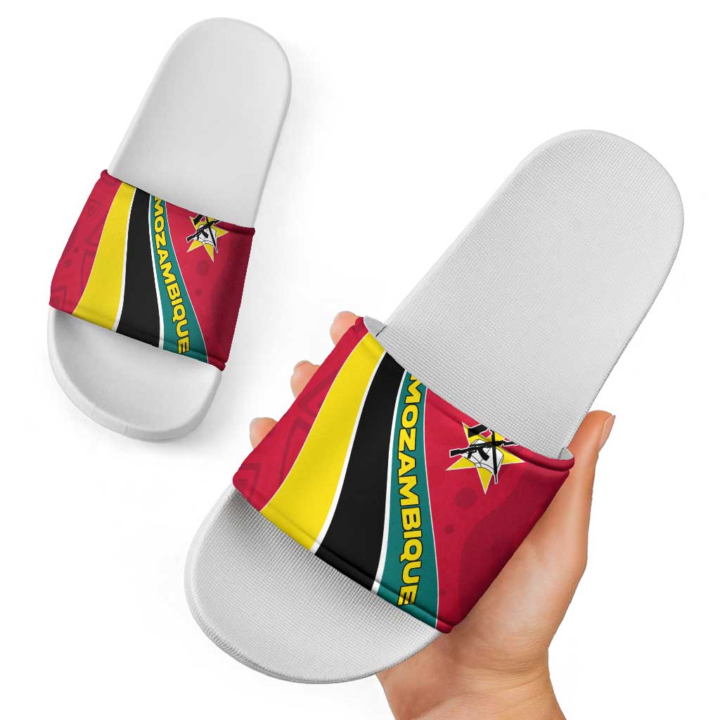 Mozambique Slide Sandals with Red Yellow Green Wave Design and National Emblem TS04