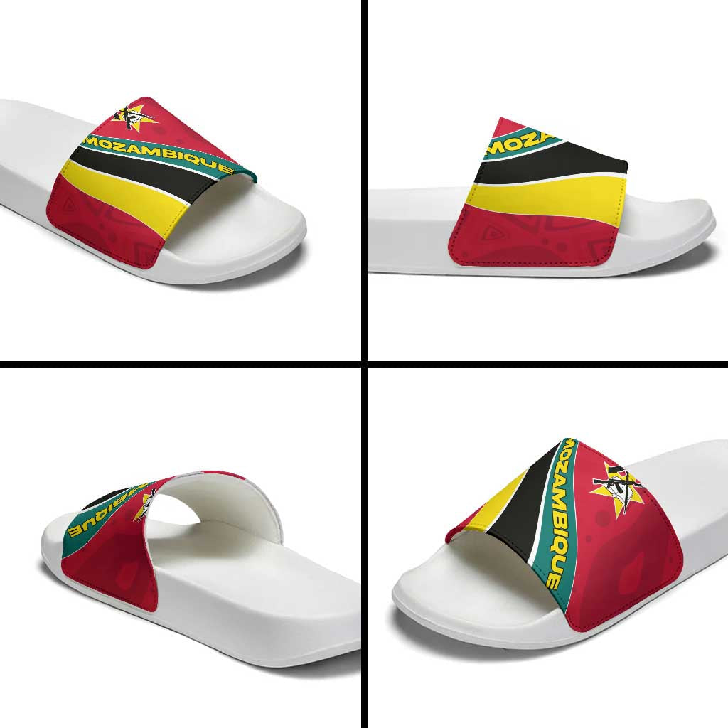 Mozambique Slide Sandals with Red Yellow Green Wave Design and National Emblem TS04