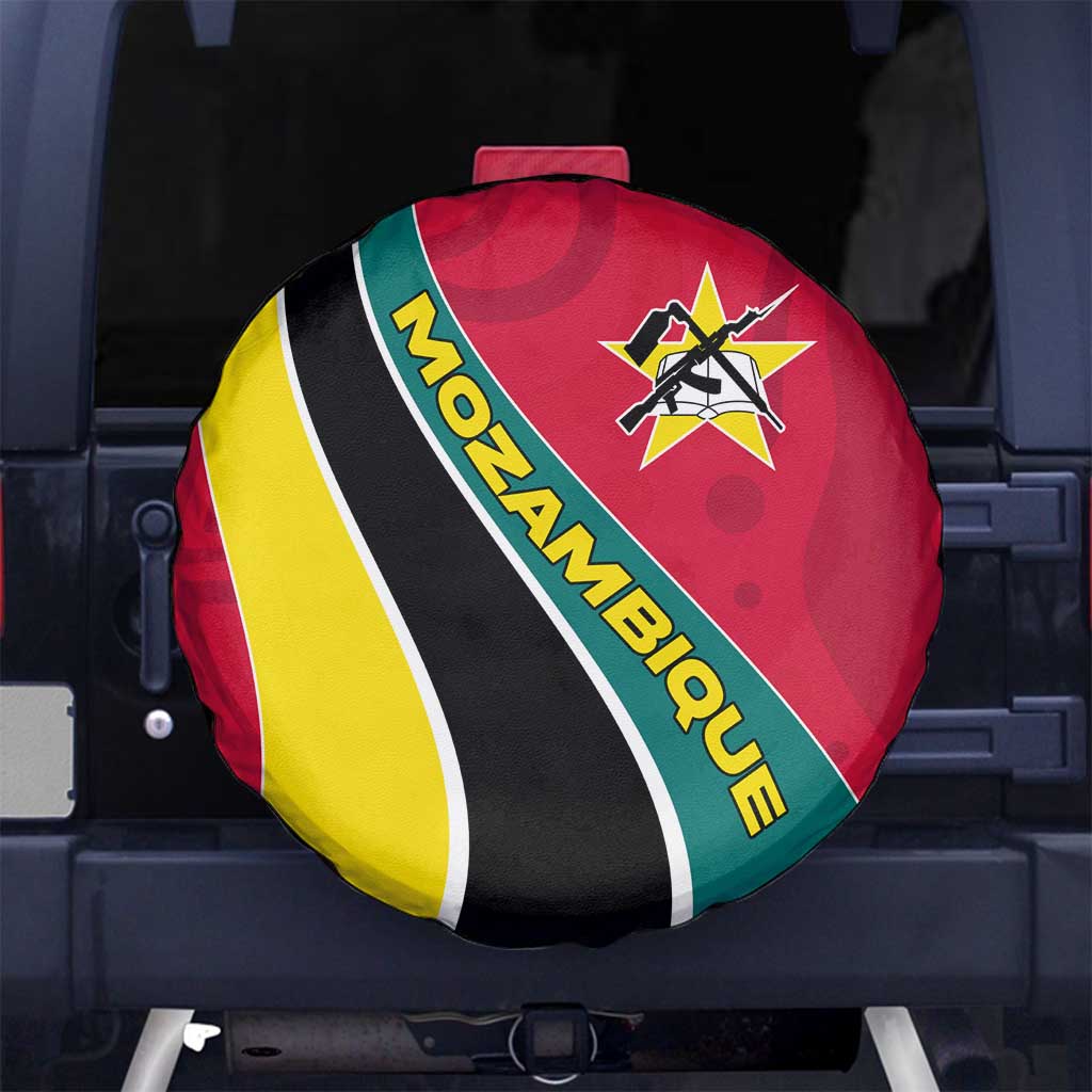 Mozambique Spare Tire Cover with Red Yellow Green Wave Design and National Emblem TS04