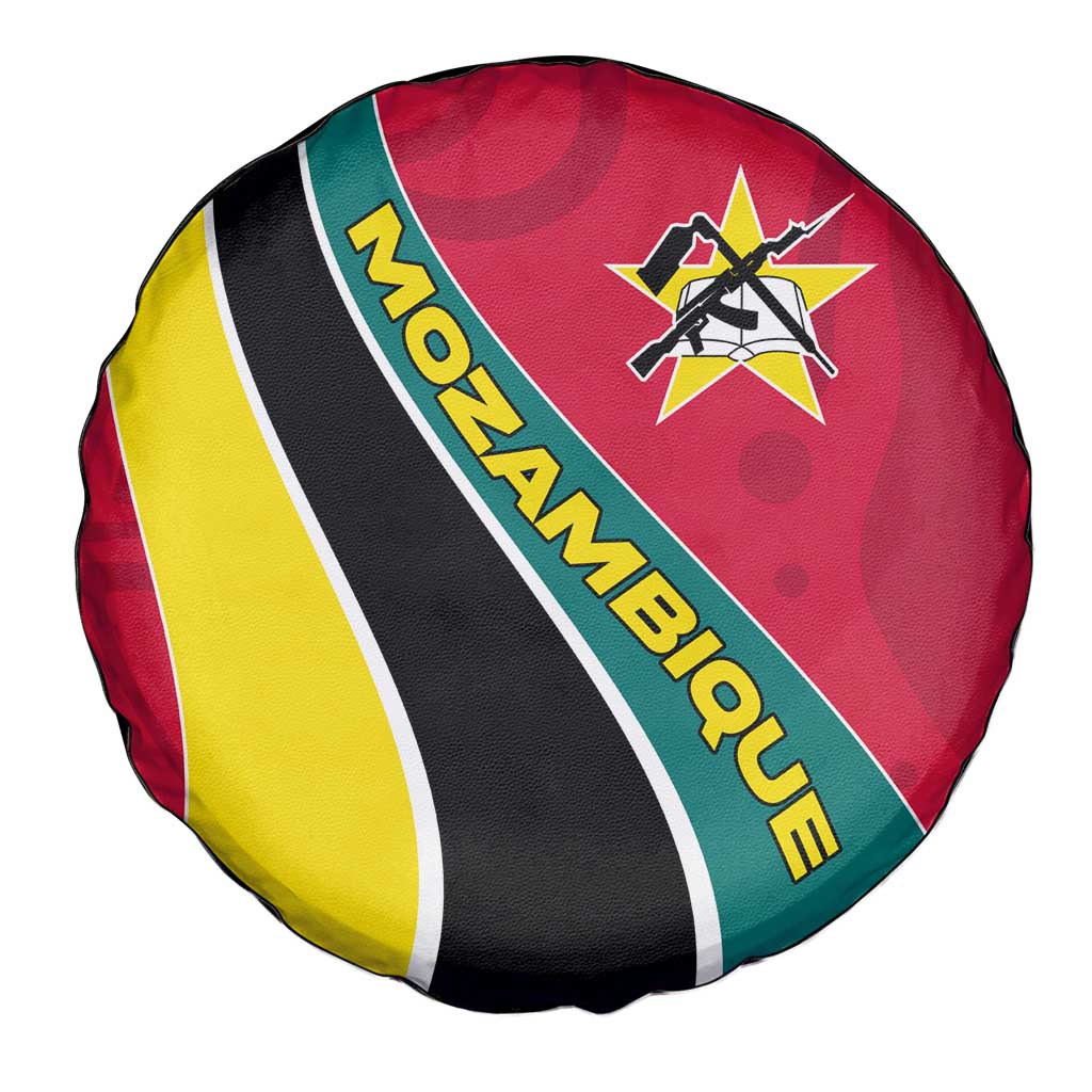 Mozambique Spare Tire Cover with Red Yellow Green Wave Design and National Emblem TS04
