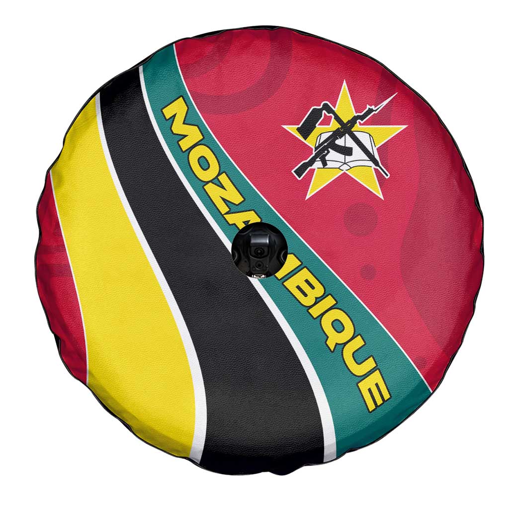 Mozambique Spare Tire Cover with Red Yellow Green Wave Design and National Emblem TS04
